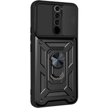 Gpack Xiaomi Redmi 9 Kılıf Tank Aramid Sürgülü Vega Yüzüklü+Nano Siyah