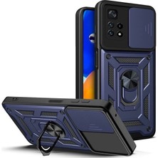 Case Street Xiaomi Poco M4 Pro 5g Kılıf Tank Aramid Sürgülü Vega Yüzüklü+Nano Lacivert