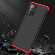 Smcase Xiaomi Redmi 10 Kılıf Ays 3 Parçalı Önü Açık Sert Rubber Koruma+Nano Siyah