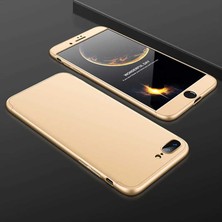 Dlrcase Apple iPhone 8 Plus Kılıf Ays 3 Parçalı Önü Açık Sert Rubber Koruma+Nano Gold