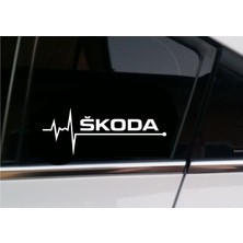 Oto Sticker Skoda Nabız Kalp Atışı Sticker 2 Adet V1