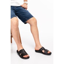 Erkek Siyah Hakiki Deri Comfort Taban Terlik