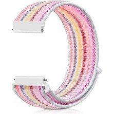Markacase Samsung Galaxy Watch 3 41 Mm İçin Uyumlu Spor Dokuma Kordon Pembe Gökkuşağı