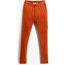 Koton Kadife Tayt Basic Beli Lastikli Kahve Renk Kız Çocuk İçin Şık ve Rahat