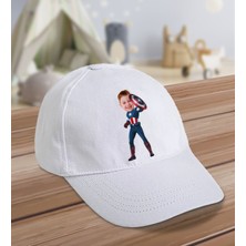Bk Kids Kişiye Özel Süper Kahraman Tasarımlı Cotton Çocuk Şapkası-Beyaz-5
