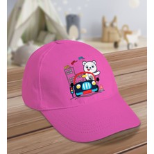 Bk Kids Sevimli Sürücü Tasarımlı Cotton Çocuk Şapkası-Pembe