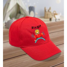 Bk Kids Sevimli Aslan Tasarımlı Cotton Çocuk Şapkası-Kırmızı