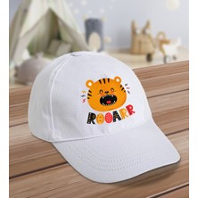Bk Kids Roar Tasarımlı Cotton Çocuk Şapkası-Beyaz-2
