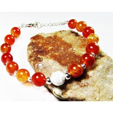 Lilah Gümüş Tr 925 Ayar Gümüş Doğal Taşlı  Akik Taşlı Kadın Bileklik