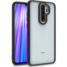 Kzy Xiaomi Redmi Note 8 Pro Kapak Metal Kamera Korumalı Arkası Şeffaf Silikon Kılıf - Siyah