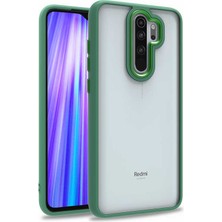 Kzy Xiaomi Redmi Note 8 Pro Kapak Metal Kamera Korumalı Arkası Şeffaf Silikon Kılıf - Yeşil