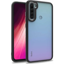 Kzy Xiaomi Redmi Note 8 Kapak Metal Kamera Korumalı Arkası Şeffaf Silikon Kılıf - Siyah