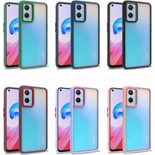 Case World Oppo A76 Kapak Metal Kamera Korumalı Arkası Şeffaf Silikon Kılıf - Kırmızı