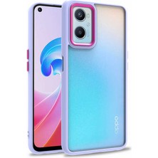 Case World Oppo A76 Kapak Metal Kamera Korumalı Arkası Şeffaf Silikon Kılıf - Lila