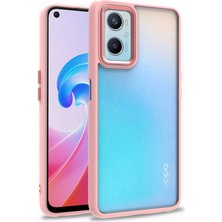 Case World Oppo A76 Kapak Metal Kamera Korumalı Arkası Şeffaf Silikon Kılıf - Rose Gold