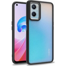 Case World Oppo A76 Kapak Metal Kamera Korumalı Arkası Şeffaf Silikon Kılıf - Siyah