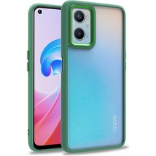 Case World Oppo A76 Kapak Metal Kamera Korumalı Arkası Şeffaf Silikon Kılıf - Yeşil