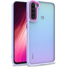 Case World Xiaomi Redmi Note 8 Kapak Metal Kamera Korumalı Arkası Şeffaf Silikon Kılıf - Lila