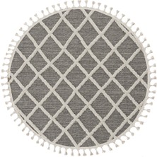 Cool Halı Bukle 1409 Gri Hav Toz Vermez Hasır Dokulu Bukle Örgü Modern Desen Yuvarlak Halı