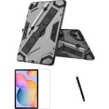 Fibaks Samsung Galaxy Tab A7 SM-T500 T507 Uyumlu Standlı Kalem Bölmeli Tank Koruyucu Kılıf Ekran Koruyucu Kalem