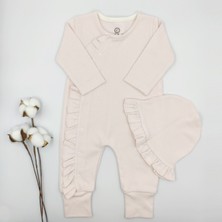 Bebek Star Fitilli Fırfırlı Şapkalı Gül Kurusu Kız Bebek Tulumu %100 Cotton