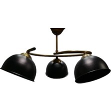 Mylights  Mat Altın Siyah  Başlıklı Üçlü Metal Avize
