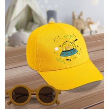 Bk Kids Sevimli Zürafalar Tasarımlı Sarı Cotton Çocuk Şapkası ve Sarı Çocuk Güneş Gözlüğü Hediye Seti