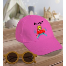 Bk Kids Sevimli Aslan Tasarımlı Pembe Cotton Çocuk Şapkası ve Sarı Çocuk Güneş Gözlüğü Hediye Seti