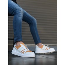 BOA BA0548 Boa Kalın Yüksek Beyaz Hardal Beyaz Taban Bağcıklı Spor Erkek Ayakkabı