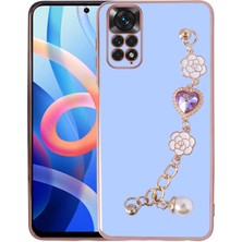 MTK Moveteck Xiaomi Redmi Note 11 Pro 5g Kılıf Kamera Korumalı Parlak Gold Kenar Kristal Taşlı Arkası Bileklik Tutacaklı Silikon