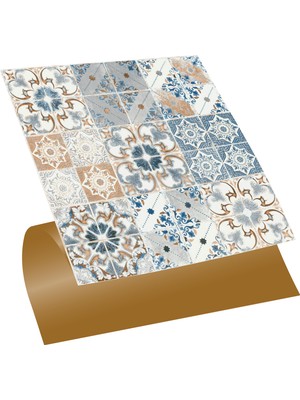Tink Kendinden Yapışkanlı Mavi Fas 4 Desenli Pvc Karo 30x30 cm 11 Adet 1m2