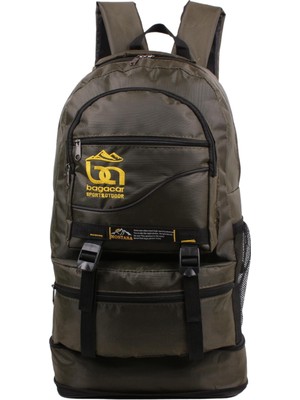 Bagacar Haki Körüklü Dağcı Sırt Çantası 65 Litre Kapasiteli Kamp Çantası