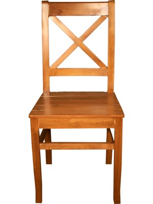 Örer Sandalye Doğal Ahşap Kayın Ağacı Çapraz Çitalı Sandalye - Ceviz