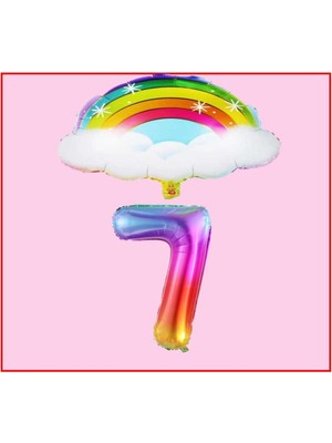 Bulutlu Gökkuşağı Temalı 7 Yaş Doğum Günü Parti Seti
