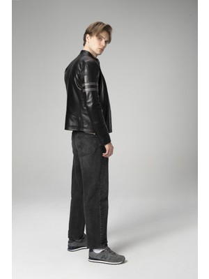 Dericlub E2202 Gerçek Deri Erkek Mont Siyah Renk Düz Desen ile Şık ve Rahat Kullanım