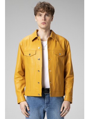 Dericlub WM2217 Jumbo Gerçek Deri Erkek Ceket Düz Desenli 2021 Sonbahar - Kış Sezonu