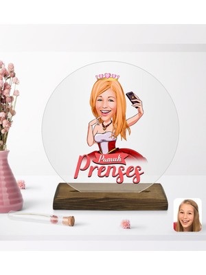 BK Kişiye Özel Prenses Karikatürlü Yuvarlak Ahşap Standlı Biblo-3