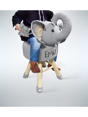 BK Isme Özel El Yapımı Örgü Çocuk Taburesi