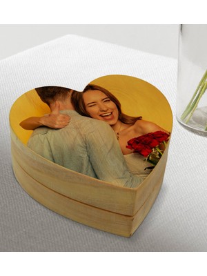 BK Kişiye Özel Fotoğraflı Ahşap Kalp Kutu-1