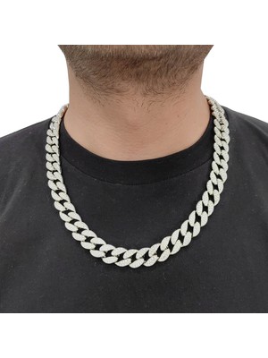 Chavin 13 mm. Kalın 60 cm. Taşlı Alloy Erkek Zincir ek21by