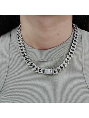 Chavin Taşlı Gri  Alloy Zincir 13 mm 45 cm