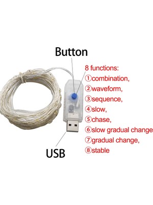 Shenzhen Xin Xin USB Şarj Edilebilir LED Dize Işıklar - Beyaz (Yurt Dışından)