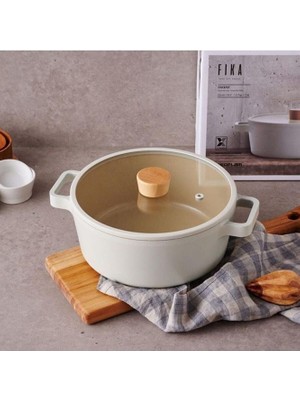 Neoflam Fika Cam Kapaklı Alüminyum Döküm Tencere 22 cm x 9 cm