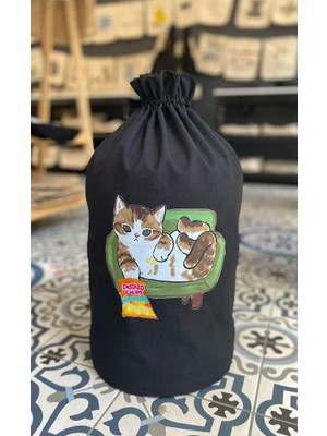 Bagand Siyah Damacana Kılıfı Cips Yiyen Kedi