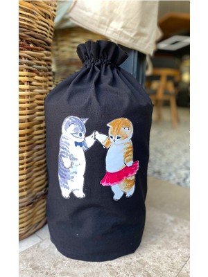 Bagand Siyah Damacana Kılıfı Dans Eden Kediler Baskılı