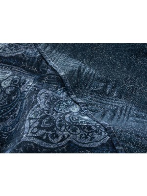 English Home Deep Damask Çok Amaçlı Tek Kişilik Yatak Örtüsü Takımı 160 x 220 cm Lacivert