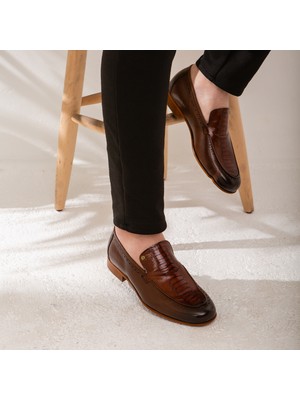 Tamer Tanca Erkek Deri Klasik Ayakkabı Taba Renk 2 cm Kösele Taban ile Şıklık Sunar