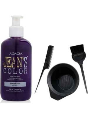 Acacia Jeans Color Saç Boyası Ametist 250ml Ve Fluweel Saç Boya Kabı Seti