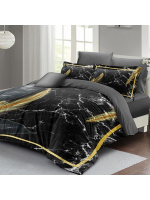 Monohome Nevresim Takımı Çift Kişilik 3D Pamuk Saten Dark Marble