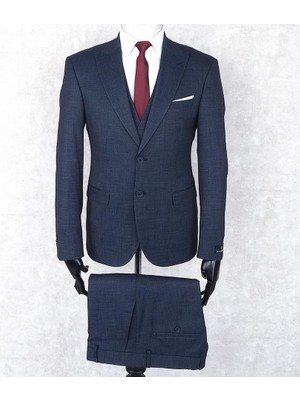 Jan Carlucci Slimfit Yelekli Drop 6 Takım-Lacivert